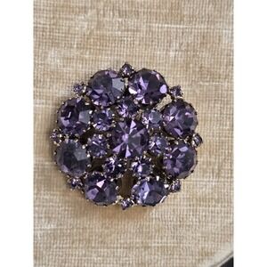 Vintage Signed Weiss Purple Rhinestone Gorgeous Pin Brooch